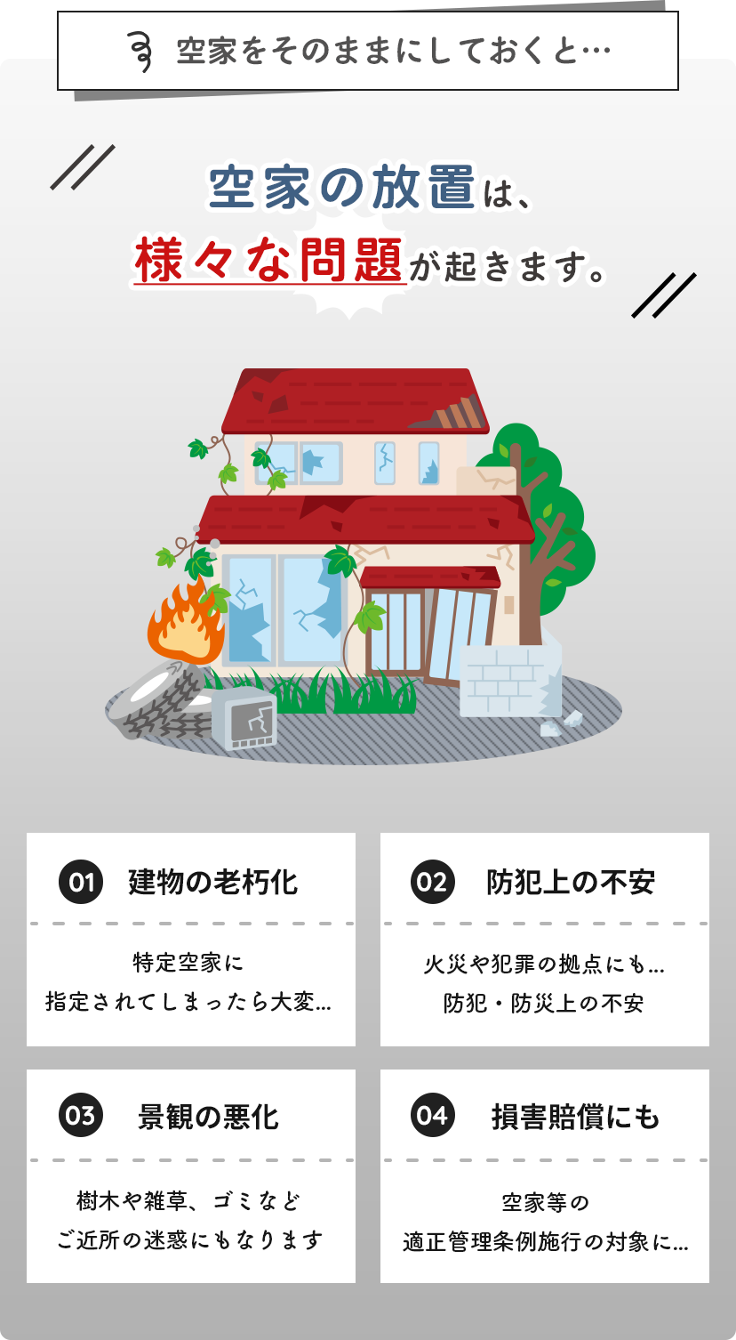 空家の放置は様々な問題が起きます